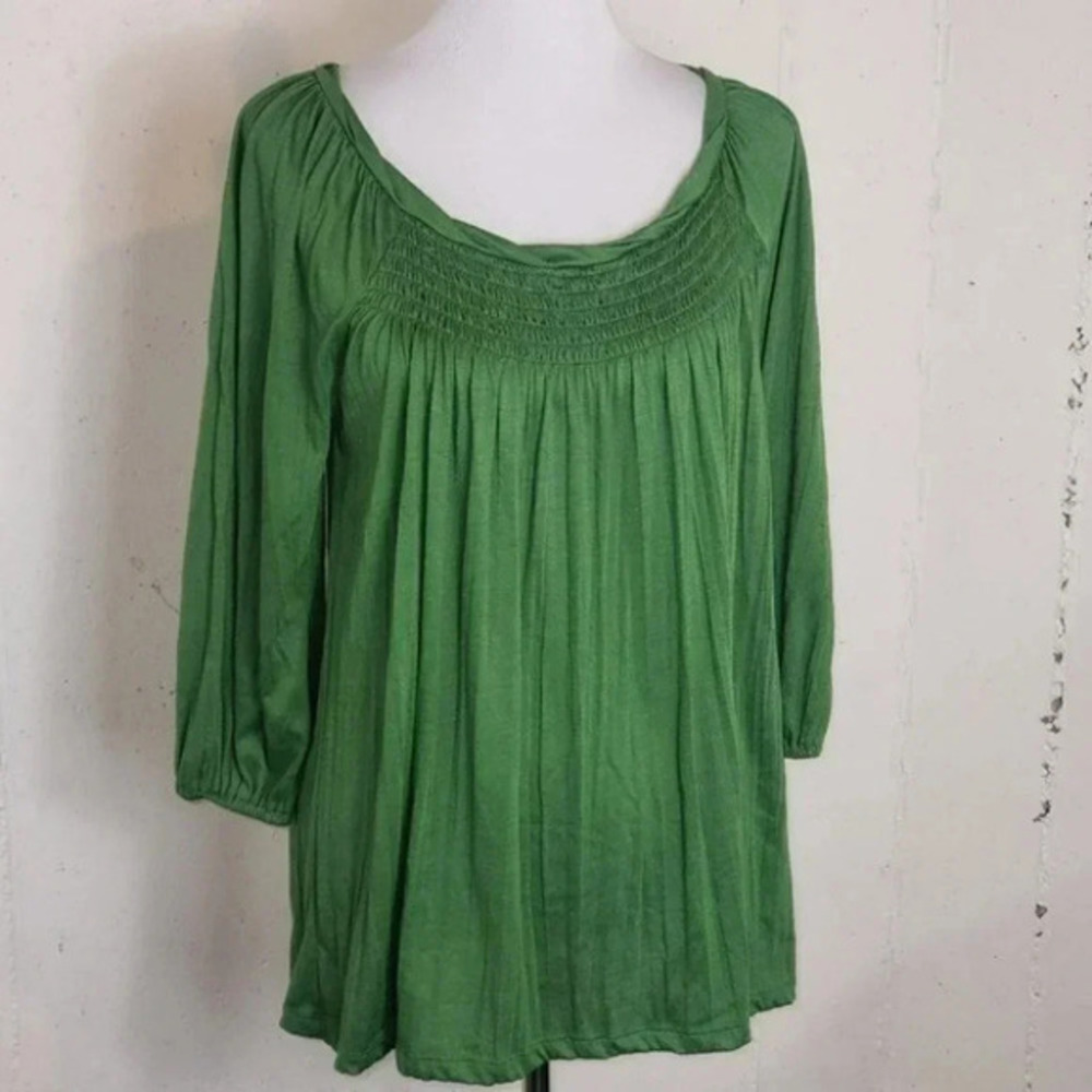 Debbie Morgan L green 3/4 sleeve tunic top